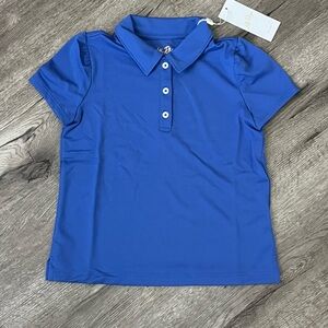 Lilly Pulitzer Girls Mini Frida Polo Martinique Blue Size 6-7 Medium M shirt top